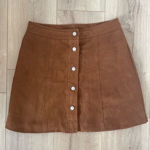 H&M Brown Button-Front Mini Skirt